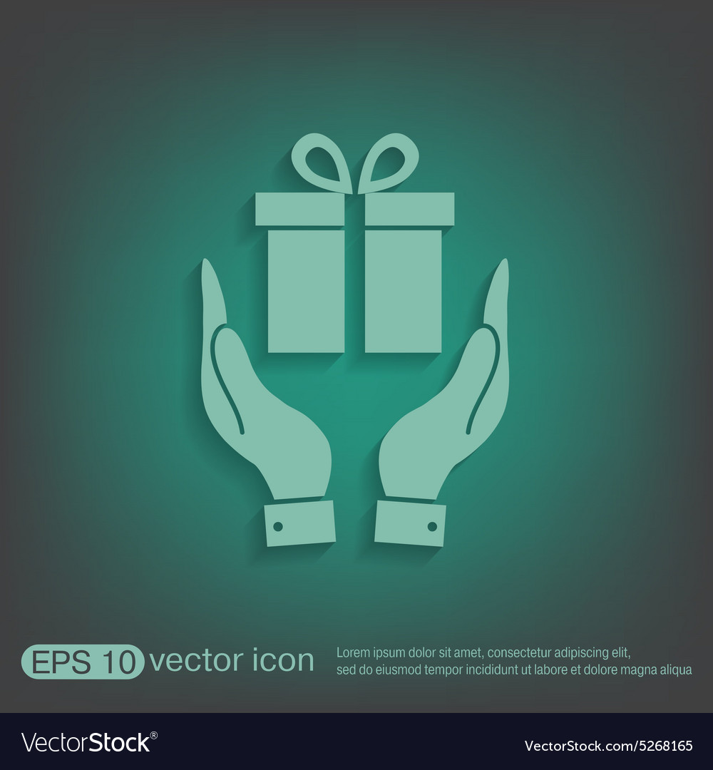 Hand holding a holiday gift box icon