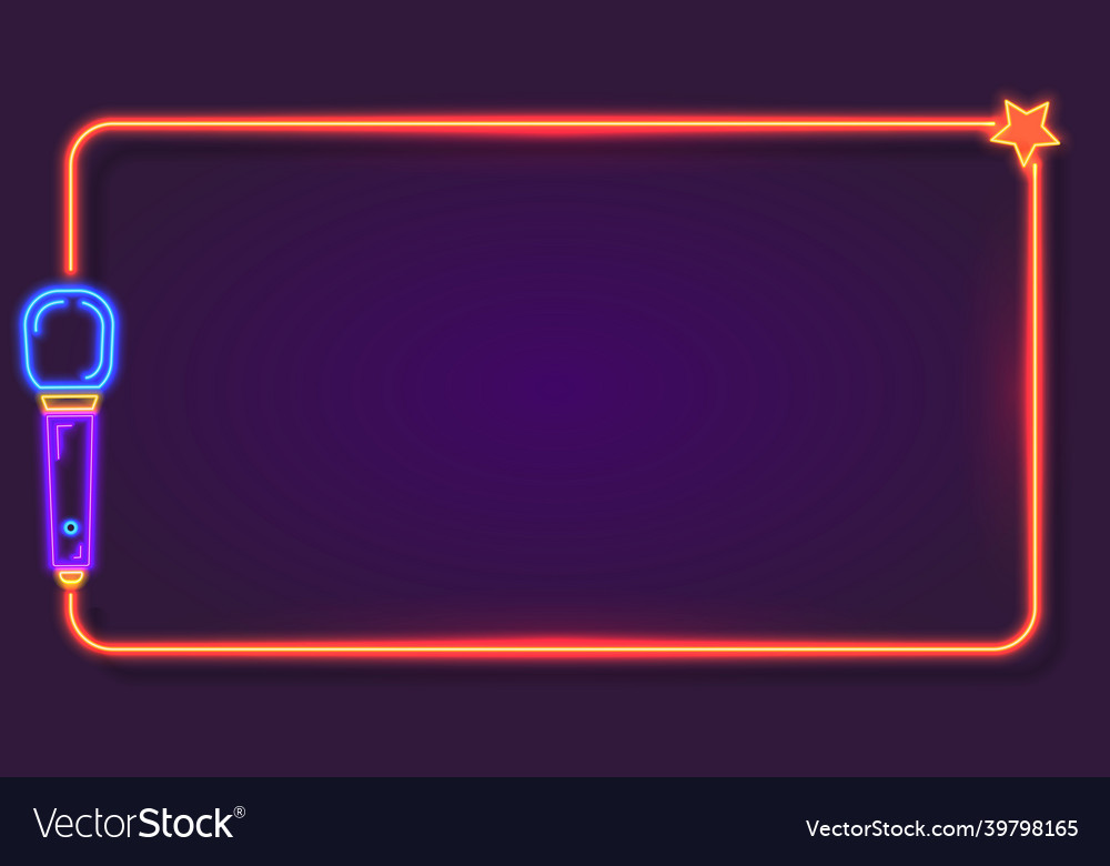 Night neon karaoke frame for song lyrics Vector Image