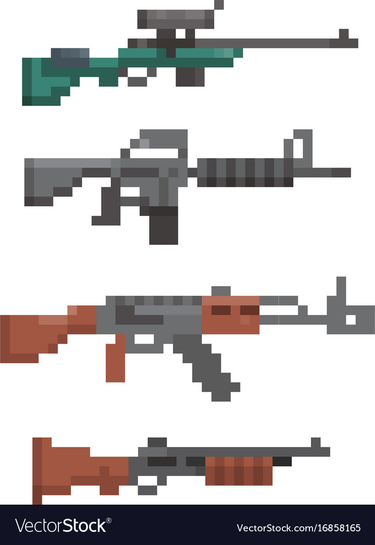 Pixel firearm game Royalty Free Vector Image - VectorStock