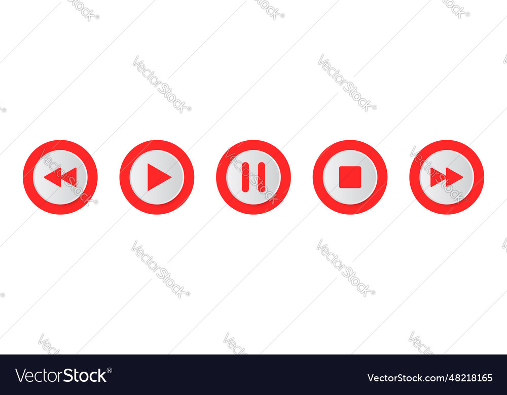 Play pause next previous and stop button set