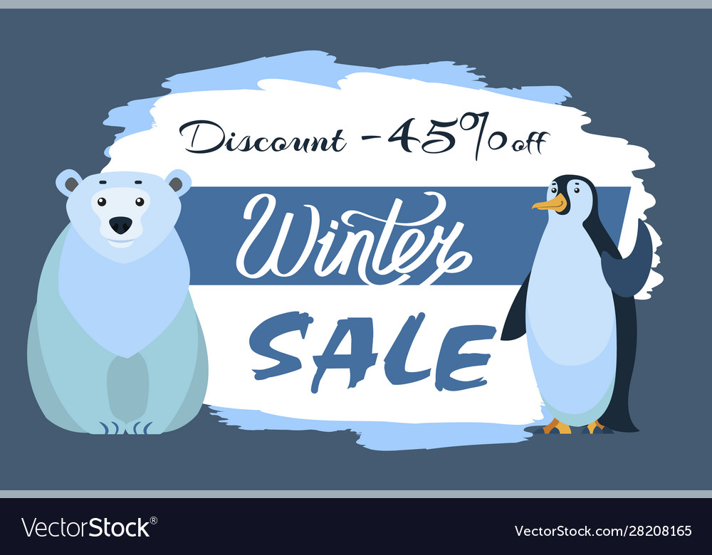 Polar white bear and emperor penguin winter sale