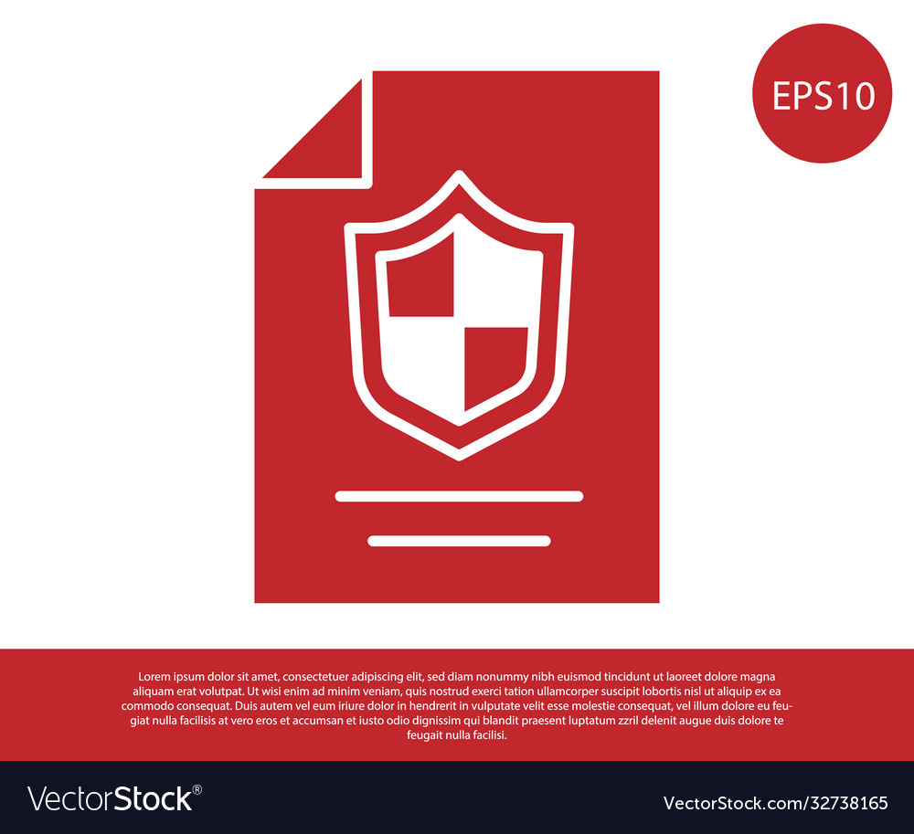 Red contract with shield icon isolated on white Vector Image Red contract with shield icon isolated on white