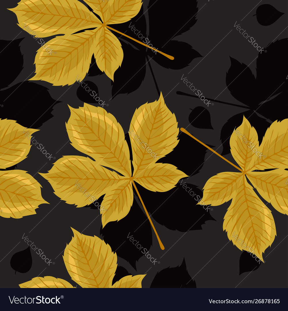 Seamless pattern with chestnut leaves graphics