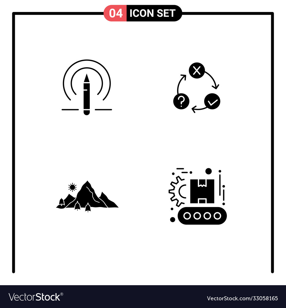 Set 4 solid glyphs on grid for learining