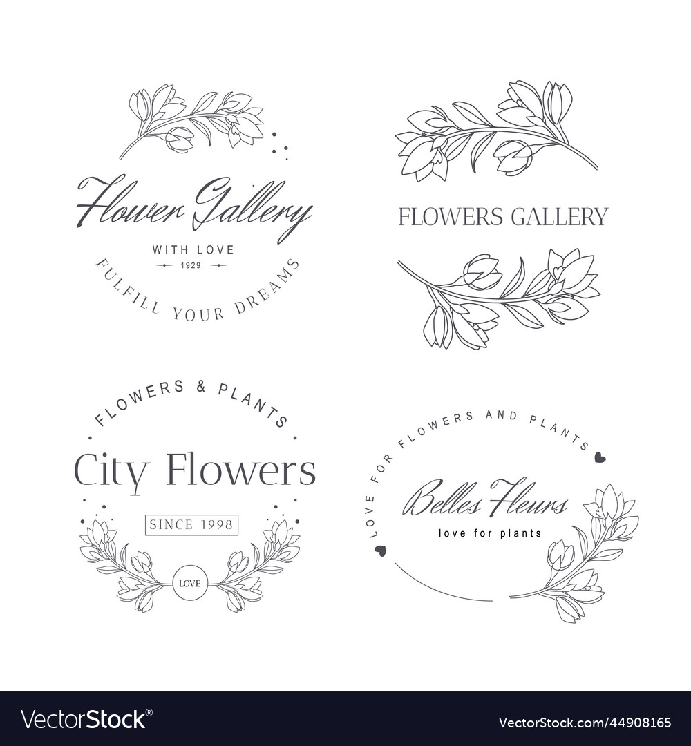 Set flower logo template Royalty Free Vector Image