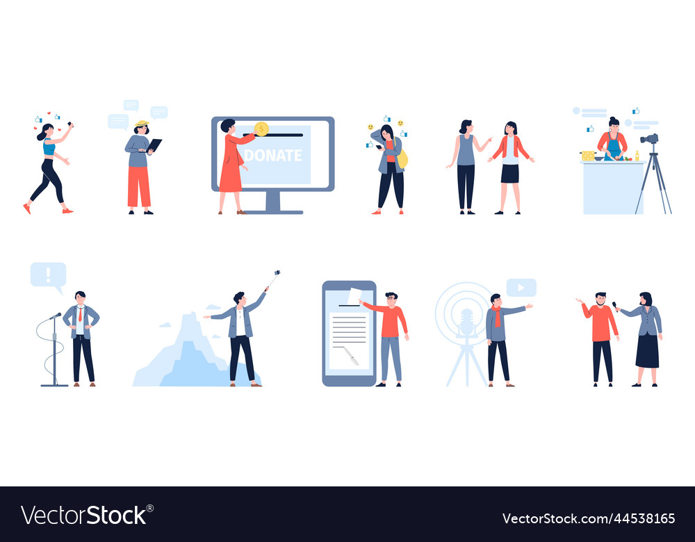 Social network people media campaigns bloggers vector image Social network people media campaigns bloggers