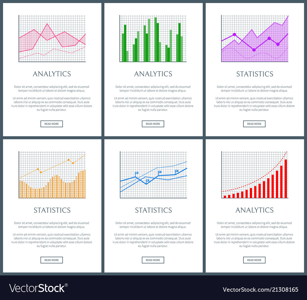 Statistics charts and analytics color diagrams set