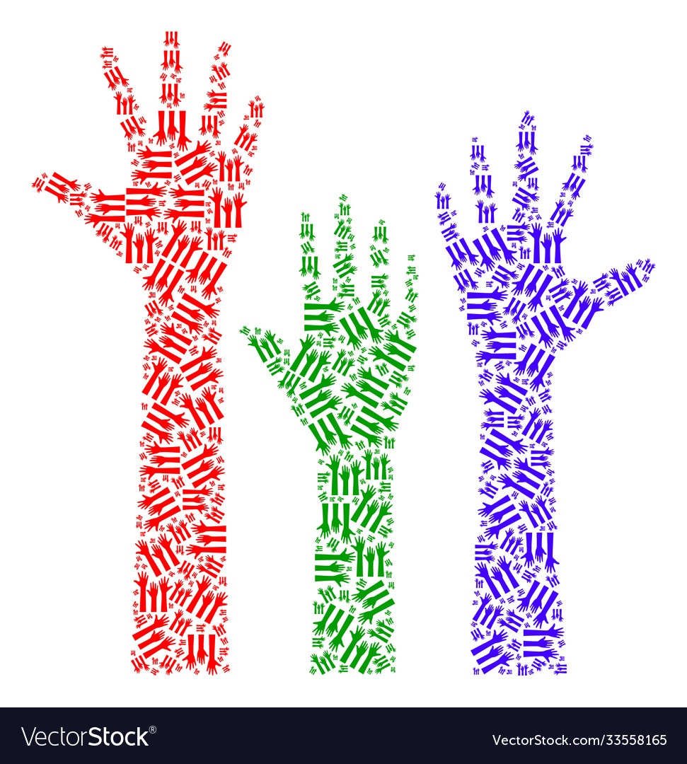 Voting hands up mosaic self recursive vector image Voting hands up mosaic self recursive