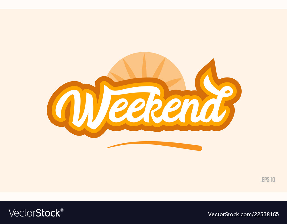 Weekend Orange Color Word Text Logo Icon Vector Image