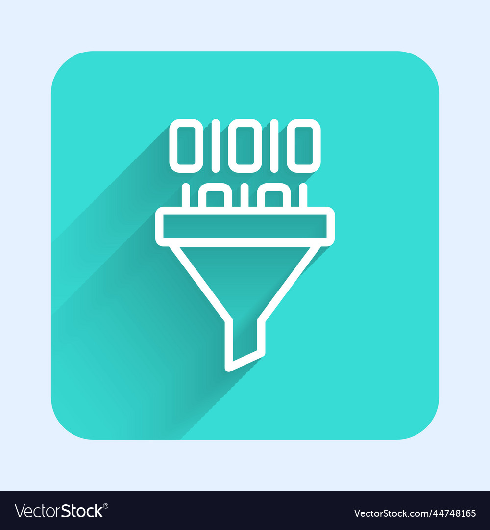 White line binary code icon isolated with long vector image White line binary code icon isolated with long
