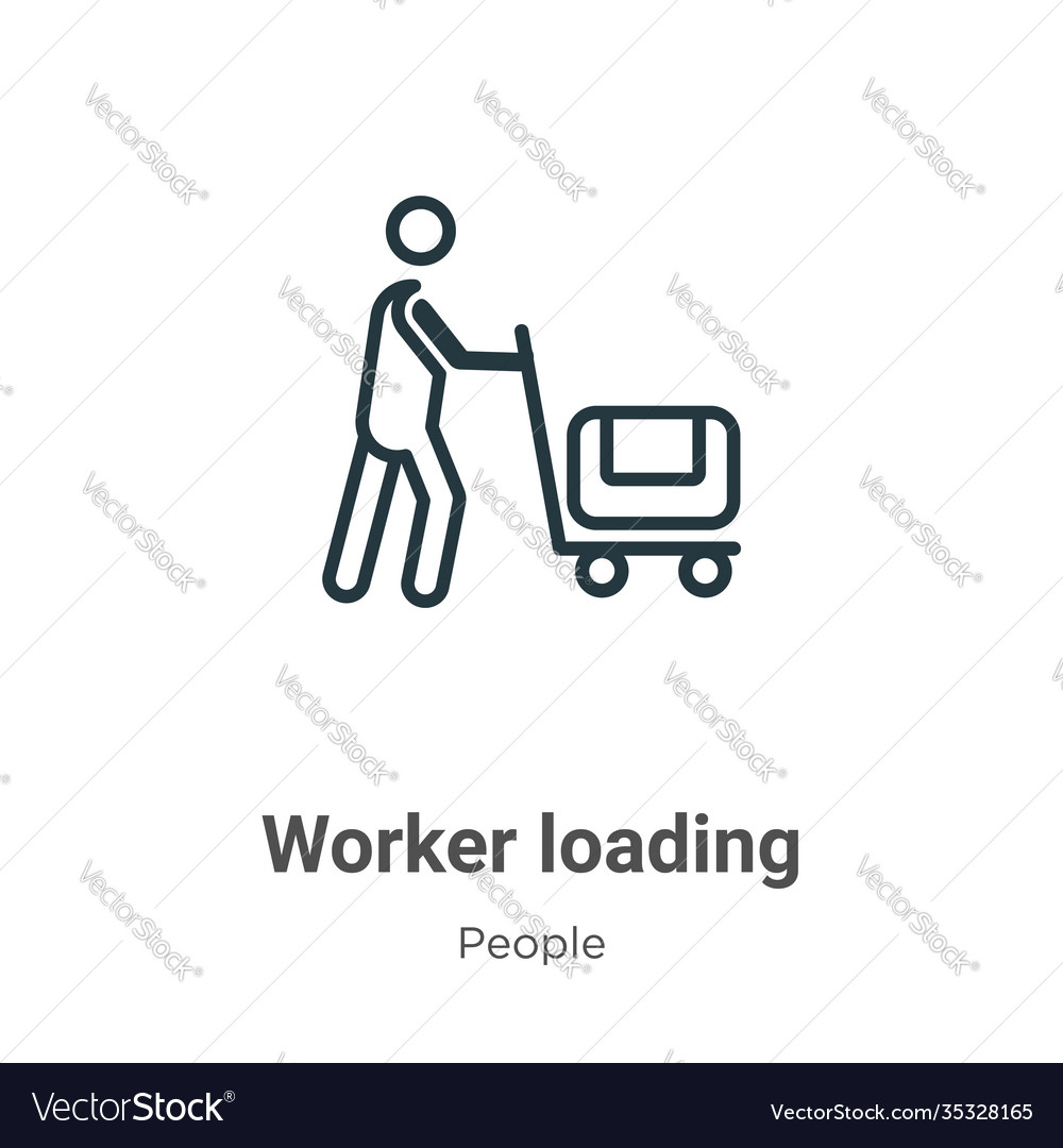 Worker loading outline icon thin line black