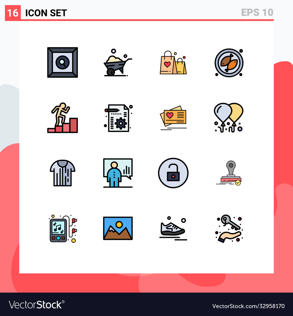 16 user interface flat color filled line pack