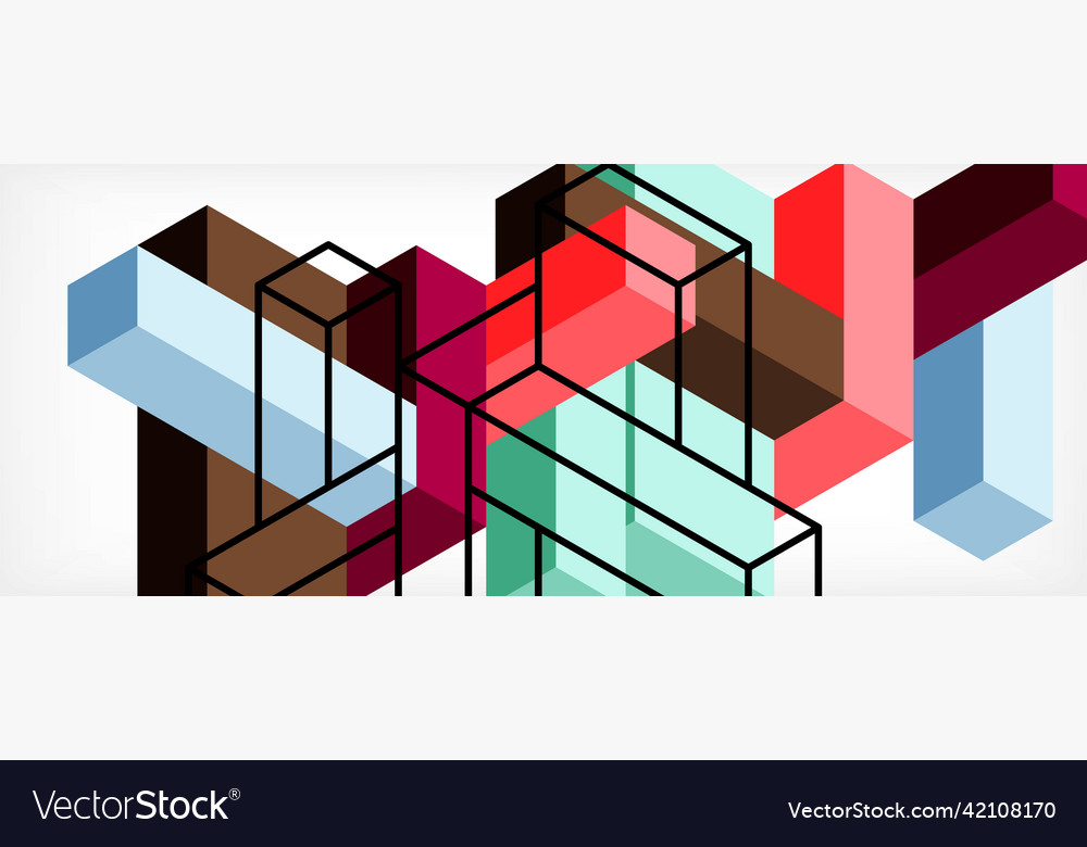 Abstract background 3d cubes cubic elements vector image Abstract background 3d cubes cubic elements