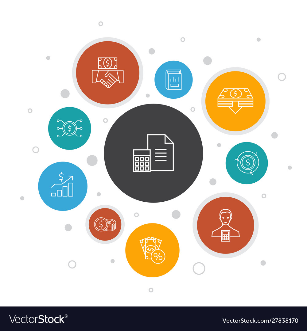 Accounting infographic 10 steps bubble design