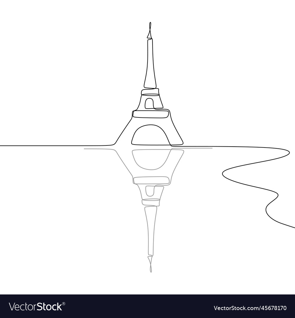 Eiffel tower black and white single one line