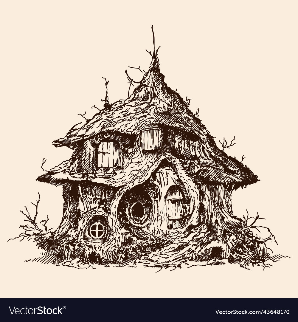 Fairytale forest house of gnomes and goblin