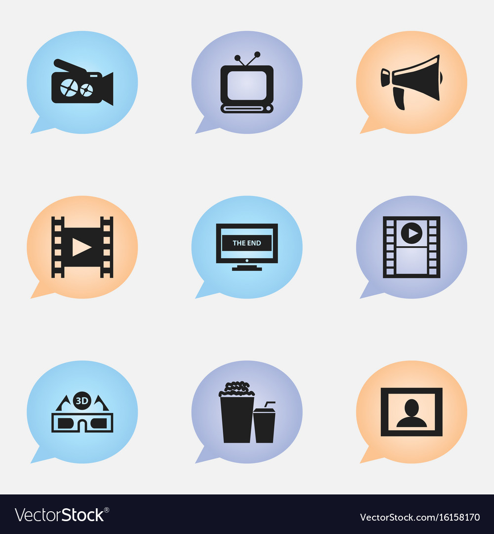 Film Icon Set - 9 Editable Symbols