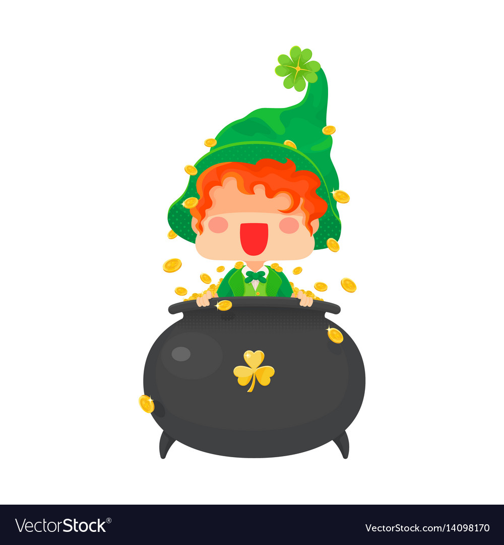 Happy st patrick day leprechaun mit Topf aus Gold