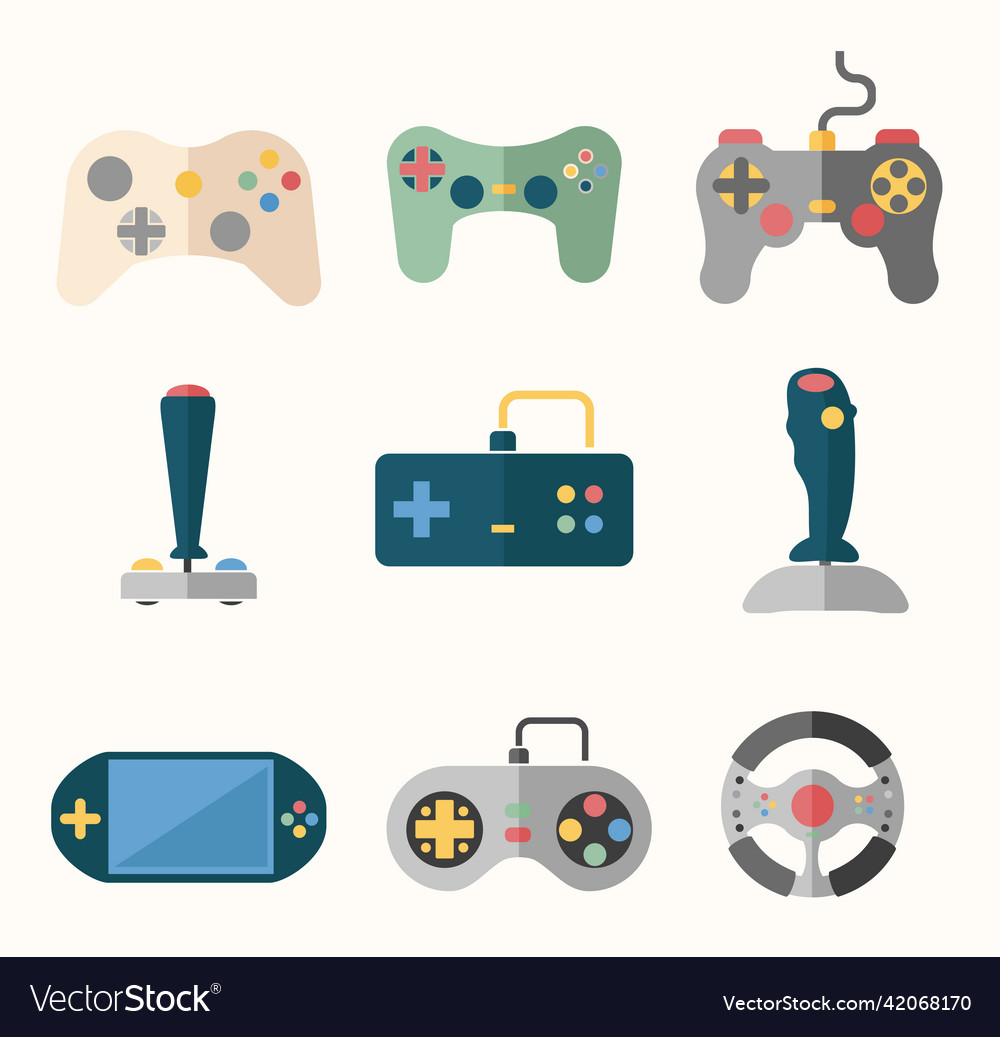 Joystick flat icons Royalty Free Vector Image - VectorStock