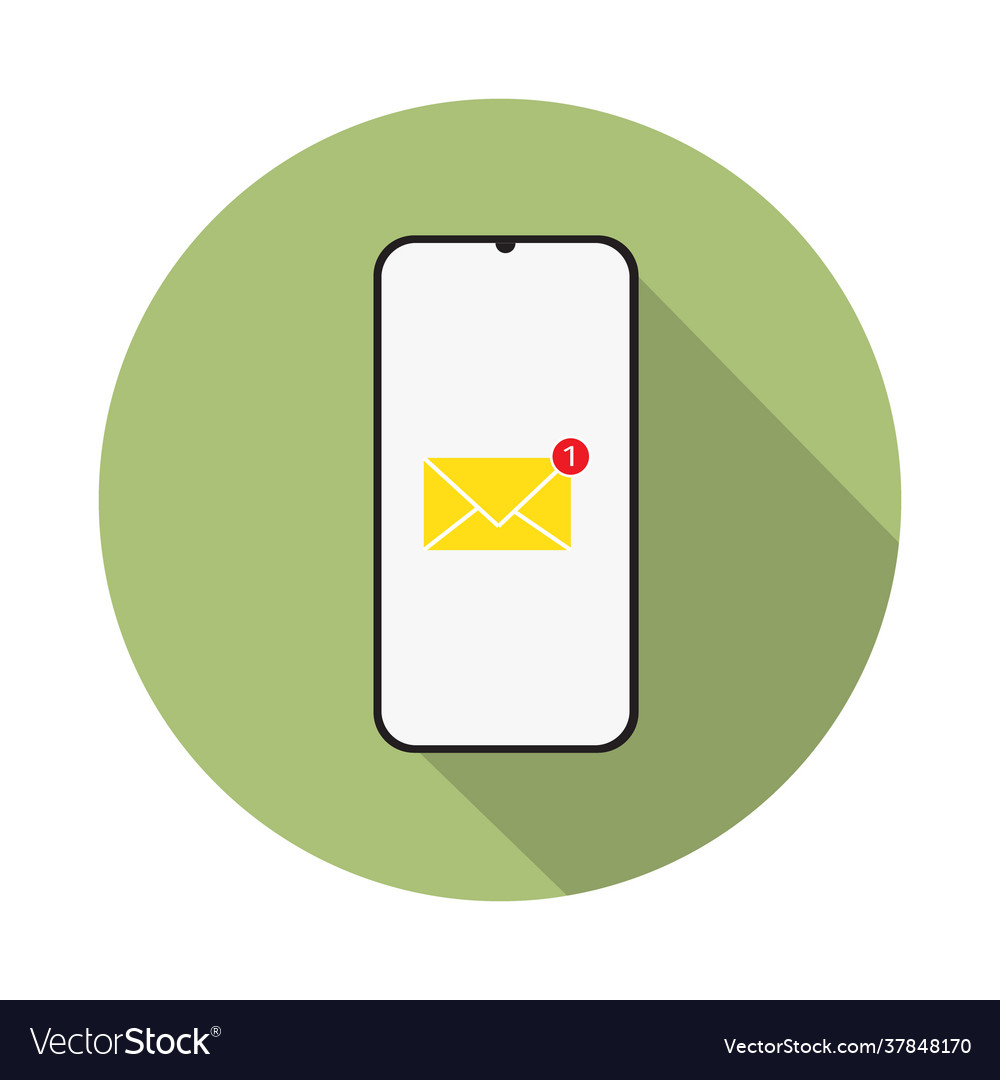 Message or email notification icon on white vector image Message or email notification icon on white