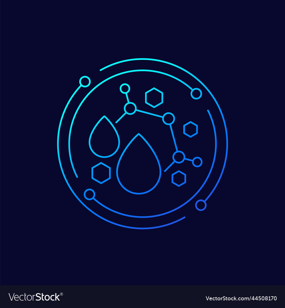 Nano particles line icon with drops design