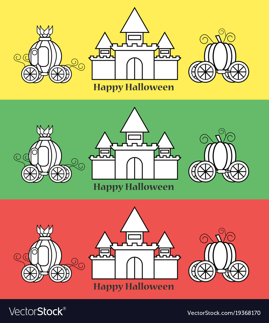 Pumpkin carriage with castle for halloween
