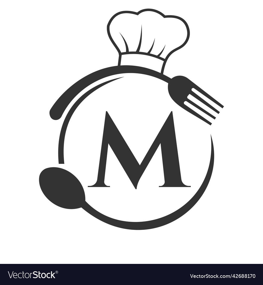 Restaurant logo on letter m concept