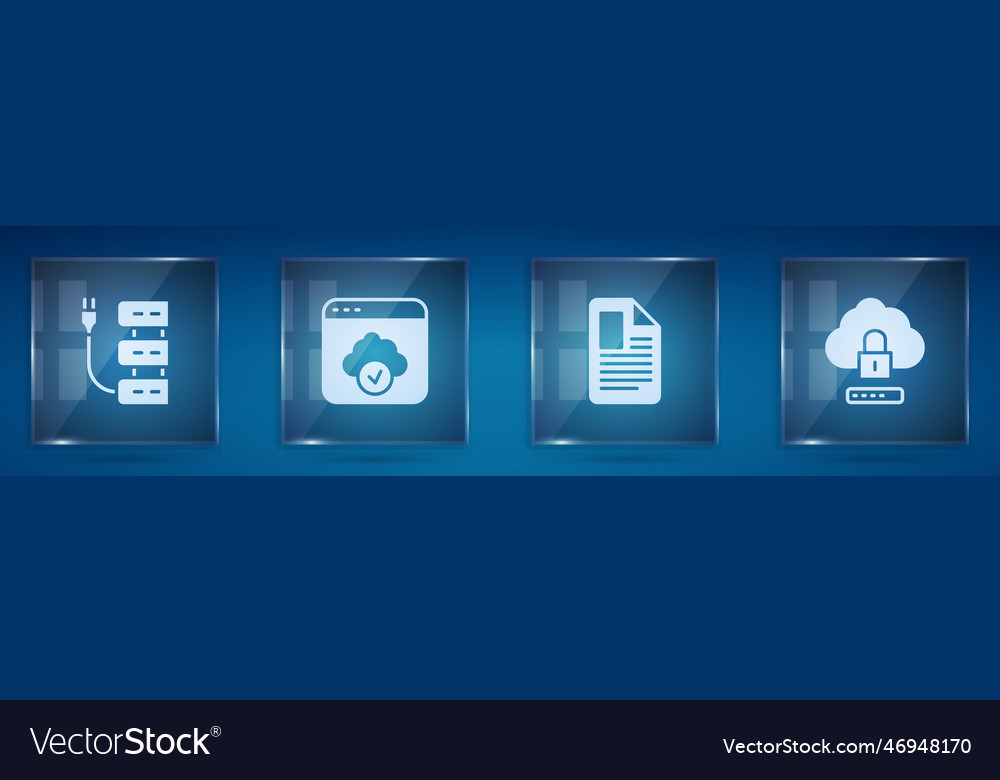 Set server cloud technology data transfer file vector image Set server cloud technology data transfer file