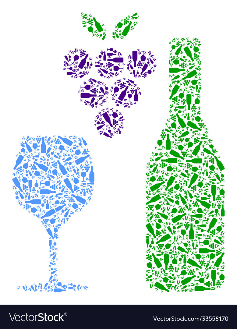 Wine mosaic self recursion icons vector image Wine mosaic self recursion icons