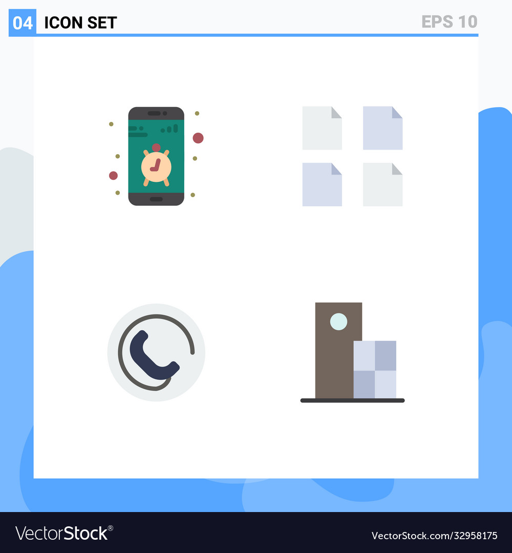 4 universal flat icons set for web and mobile