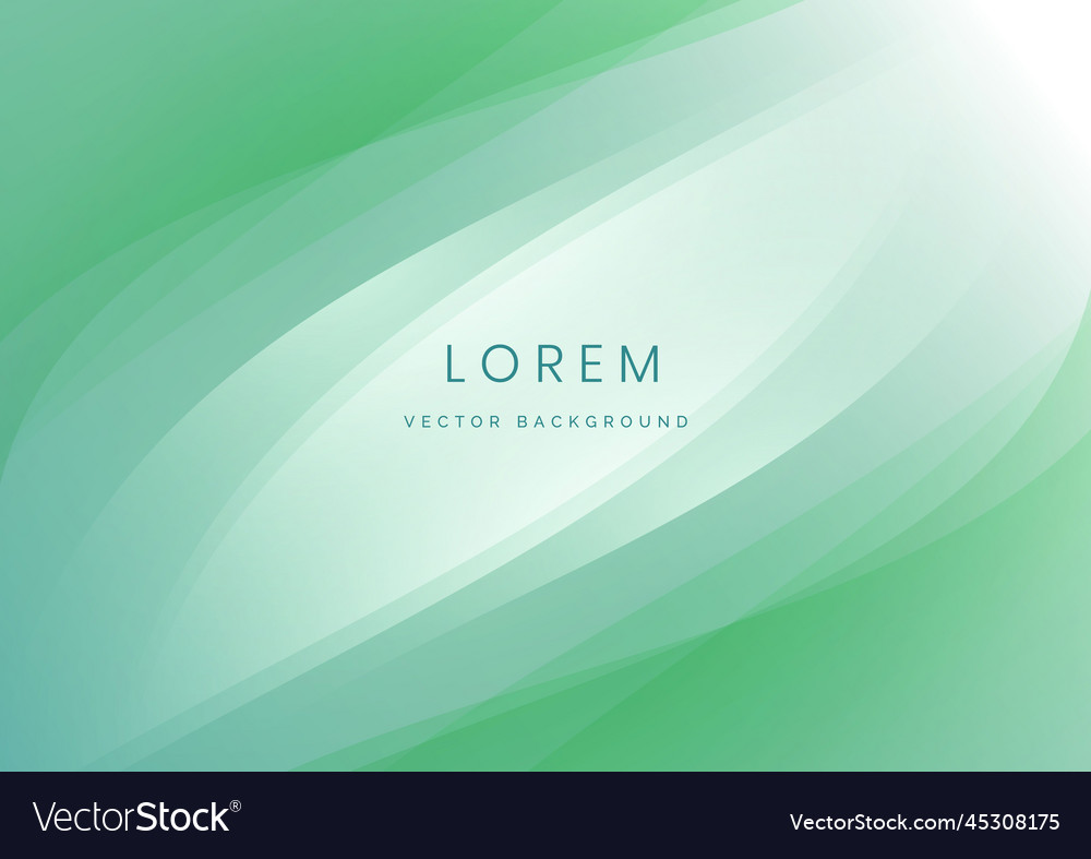 Abstract modern soft green gradient waves overlap vector image Abstract modern soft green gradient waves overlap