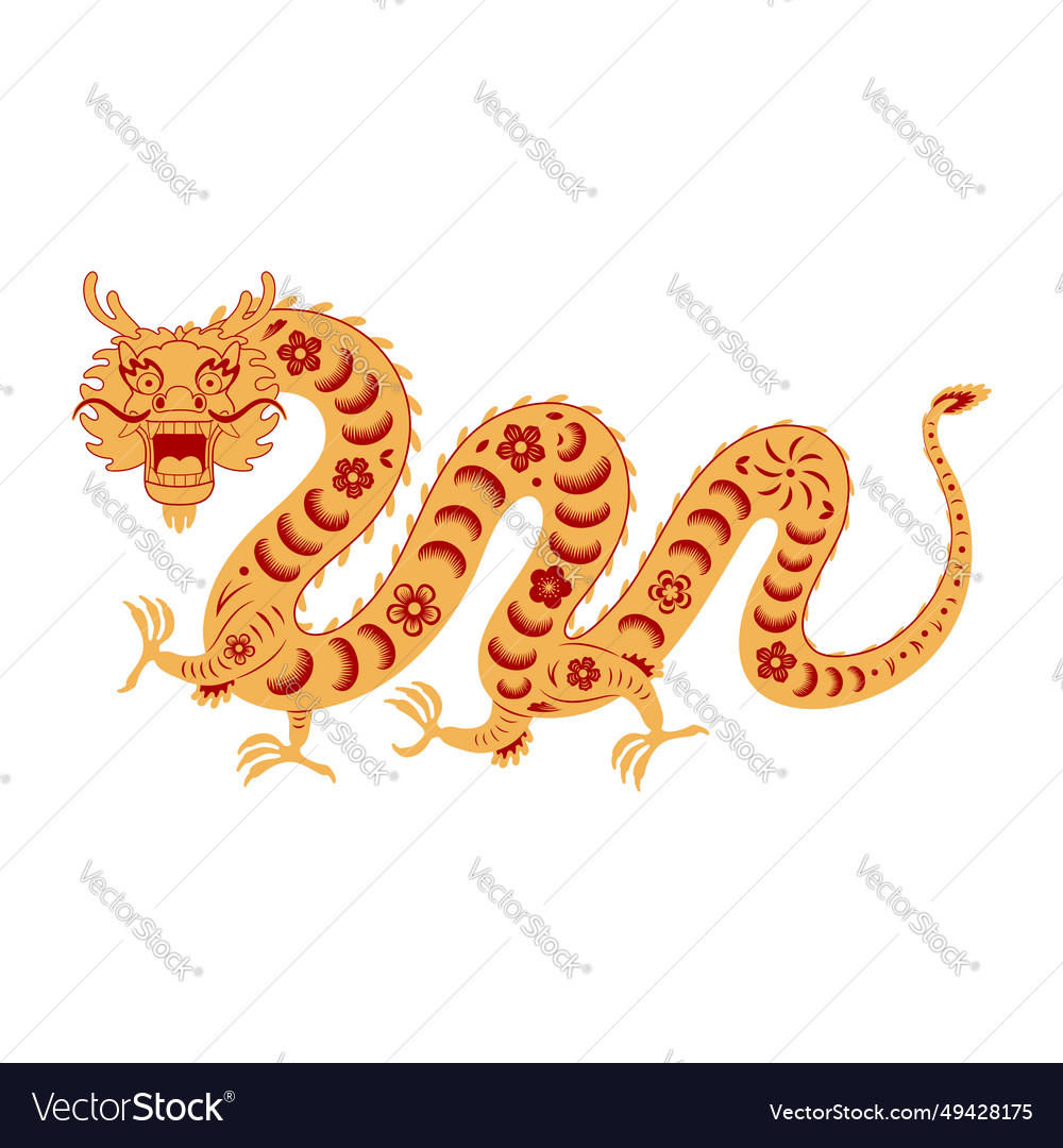 Asian zodiac sign paper cut chinese dragon vector image Asian zodiac sign paper cut chinese dragon