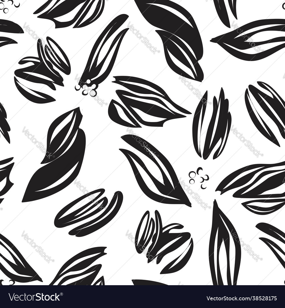 Black and white floral seamless pattern background