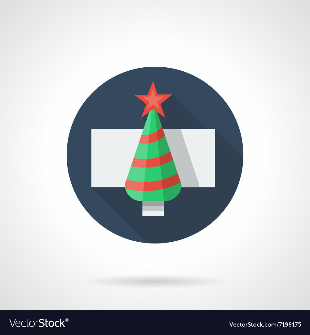 Fir-tree with red decor round flat icon