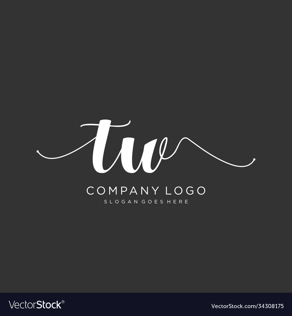 Initial tw handwriting logo with circle template