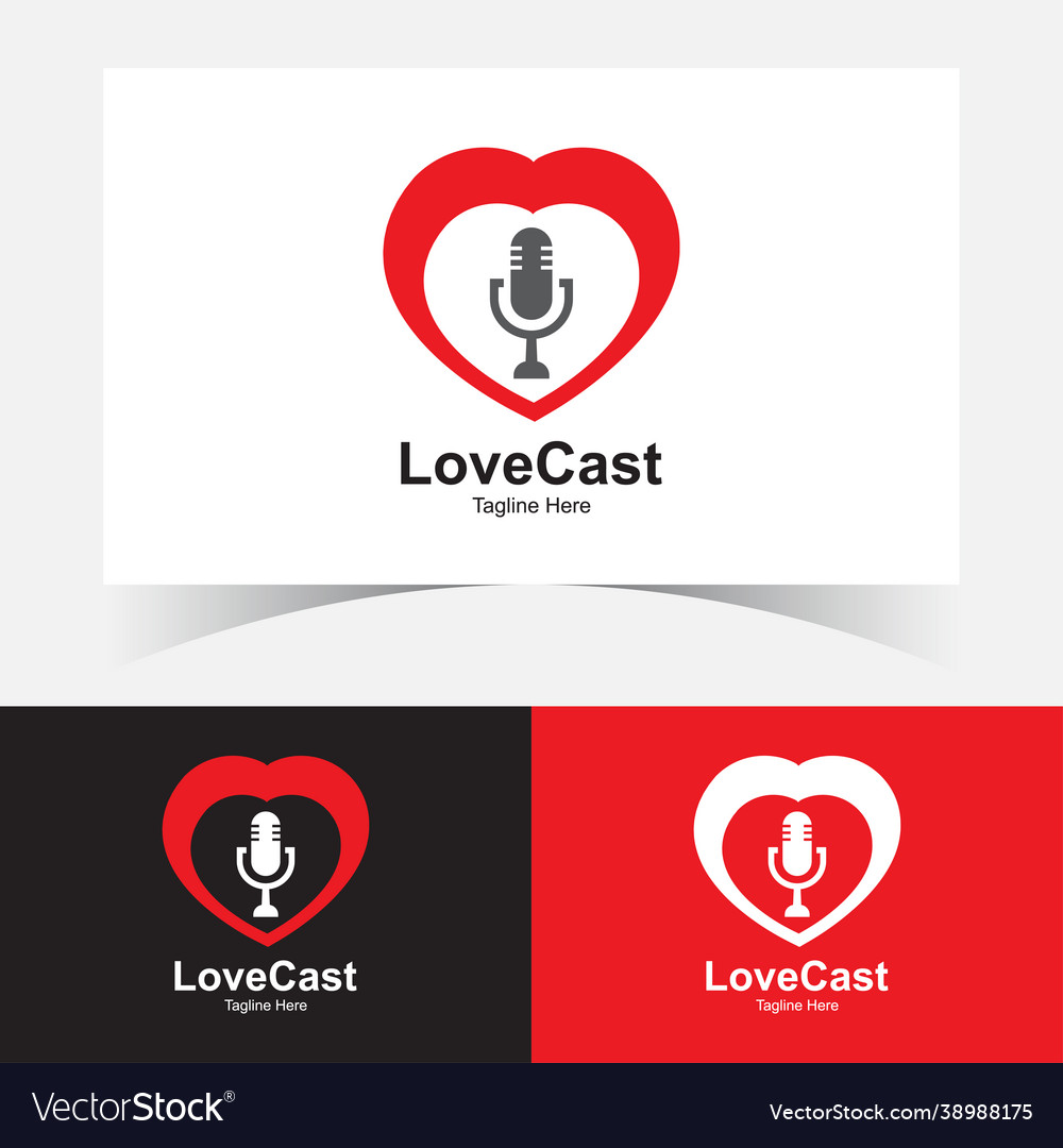 Love cast mic logo design template