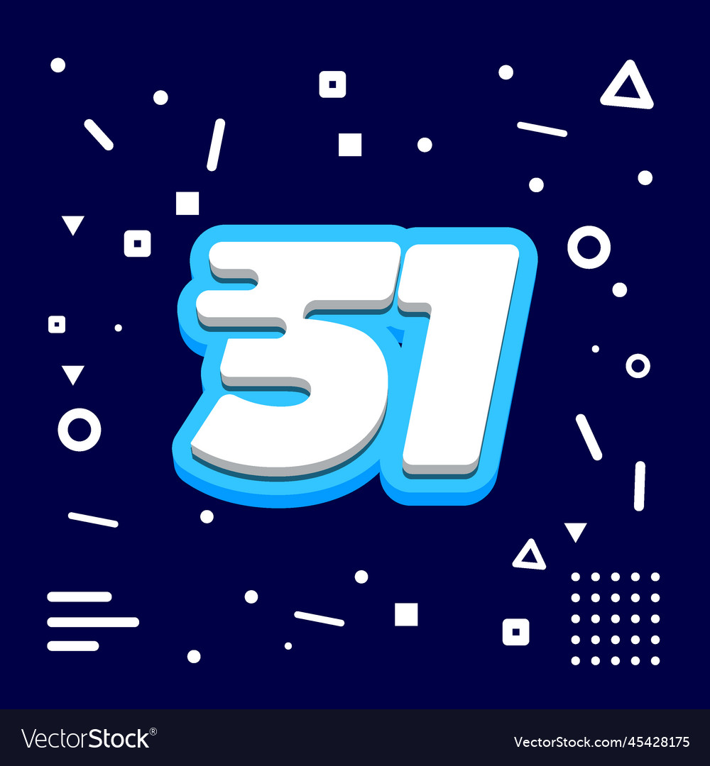 Number 51 3d speed modern Royalty Free Vector Image