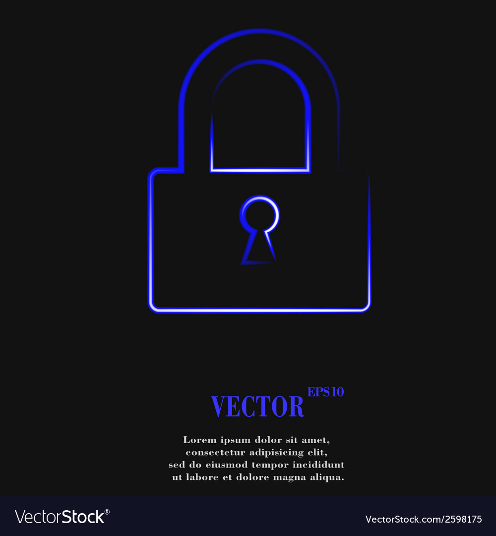 Padlock flat modern web button and space for your