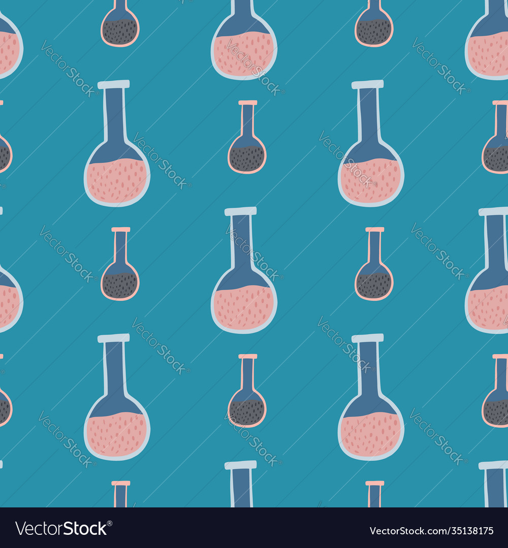 Pink cartoon seamless pattern with flask element Vector Image Pink cartoon seamless pattern with flask element
