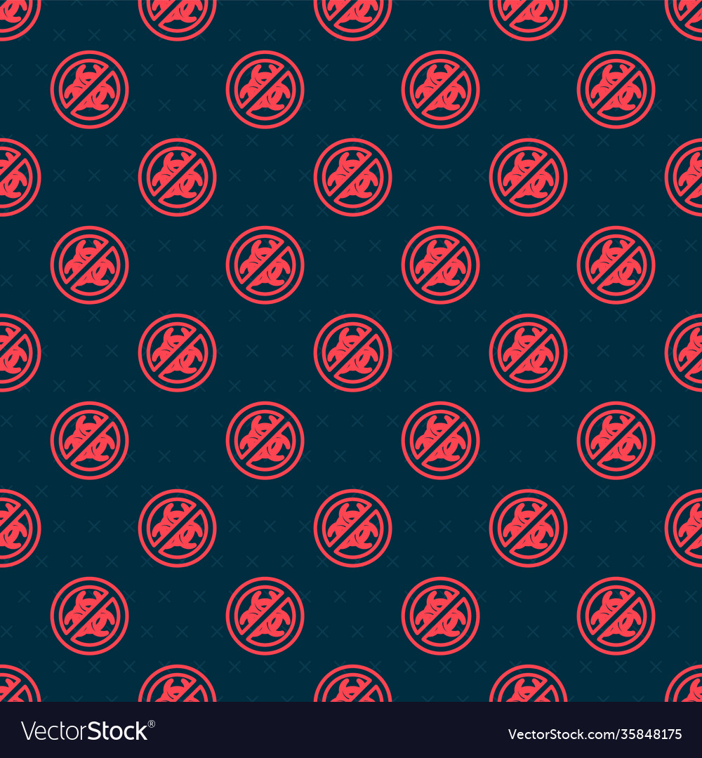 Red line stop gmo icon isolated seamless pattern