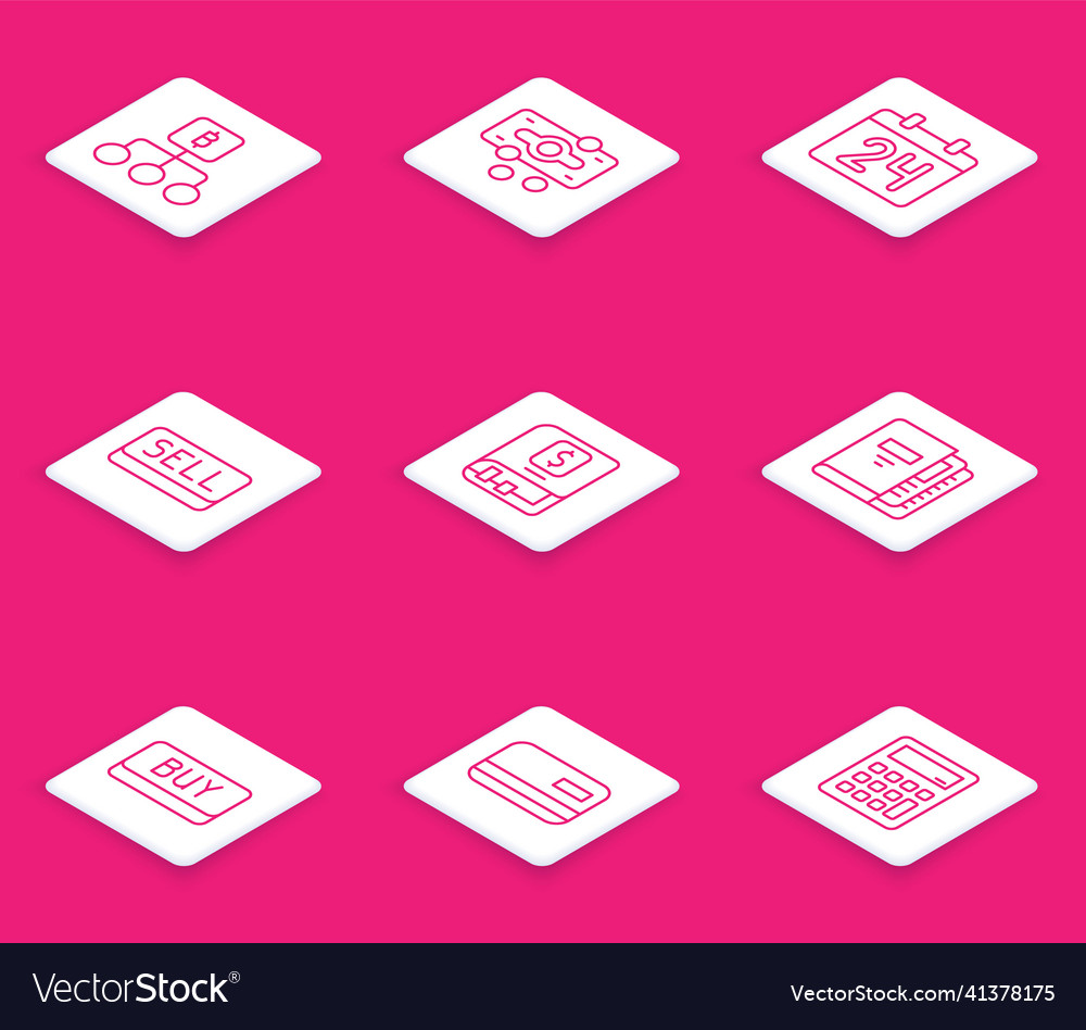 Set line blockchain technology bitcoin stacks vector image Set line blockchain technology bitcoin stacks