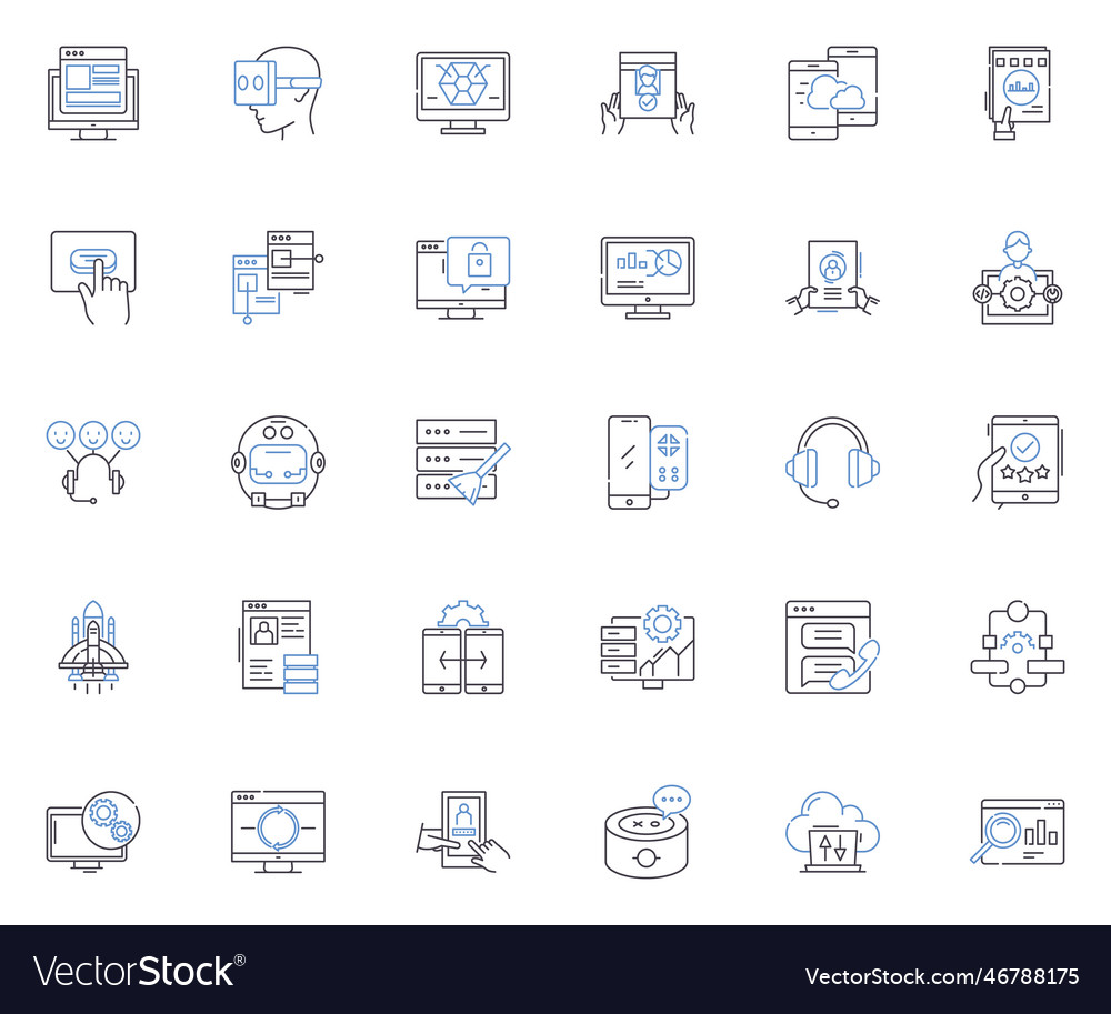 Software engineering line icons collection vector image Software engineering line icons collection
