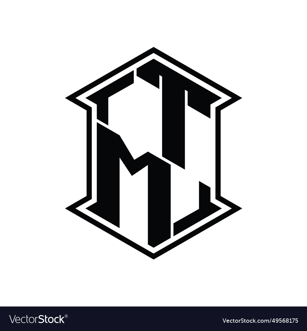 Tm logo monogram hexagon shield shape up and down Vector Image Tm logo monogram hexagon shield shape up and down