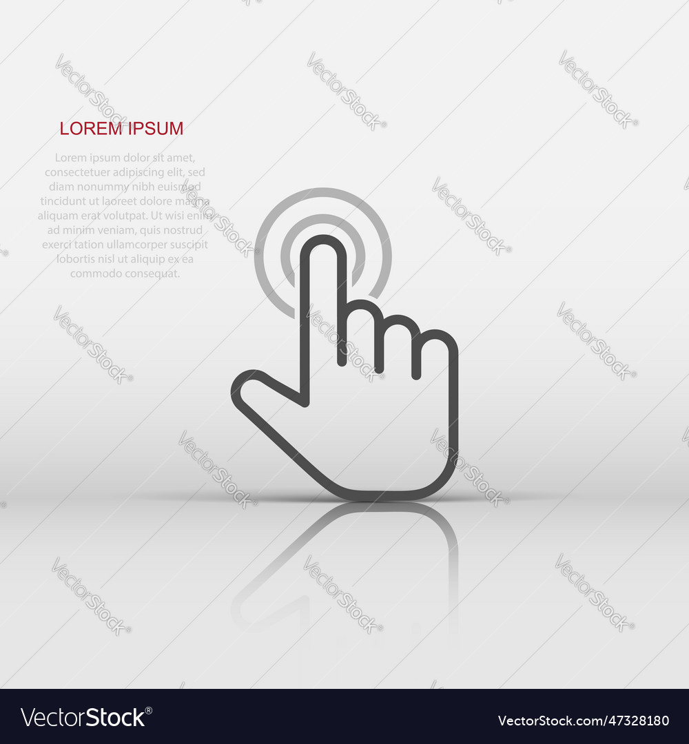 Click mouse icon in flat style pointer on white vector image Click mouse icon in flat style pointer on white