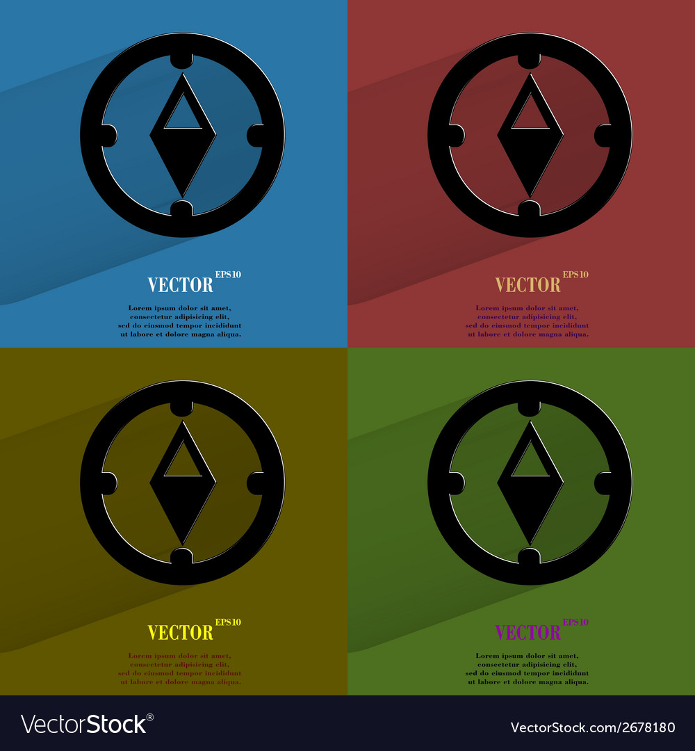 Color set compass flat modern web button with long