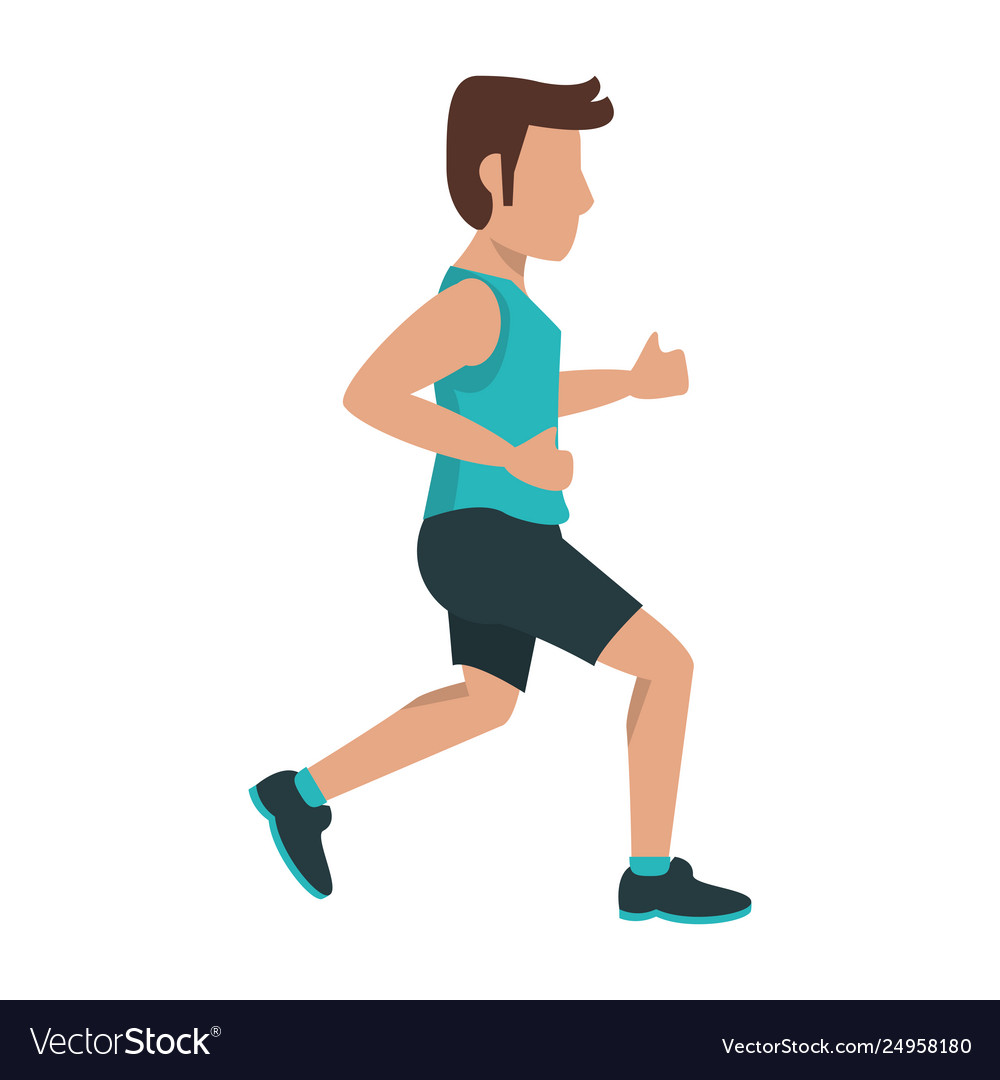 Fitness man running sideview