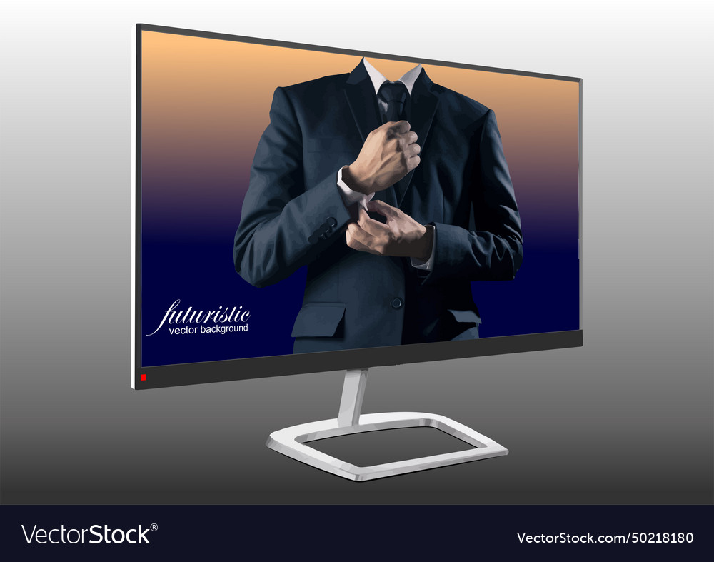 Flat computer monitor with businessman image