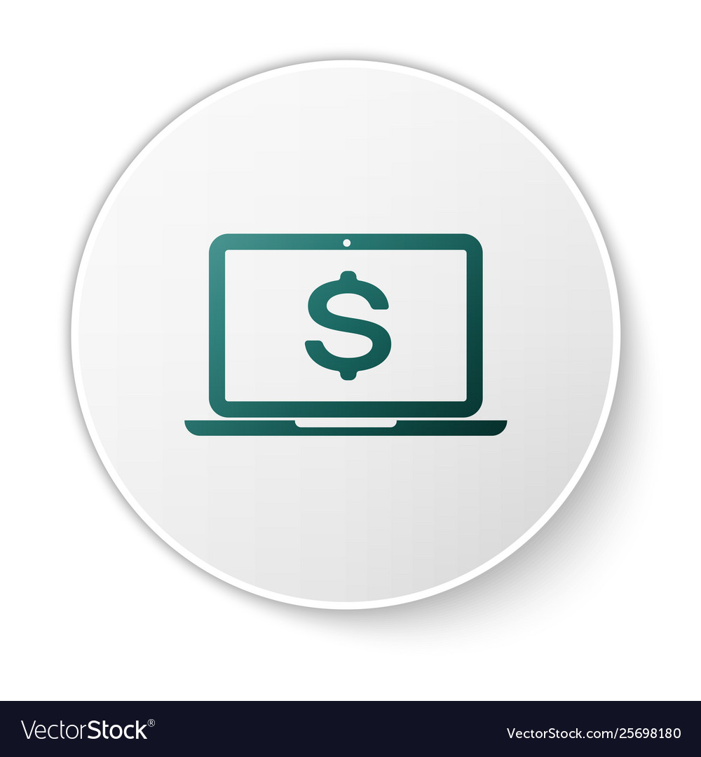 Green laptop with dollar symbol icon isolated Vector Image