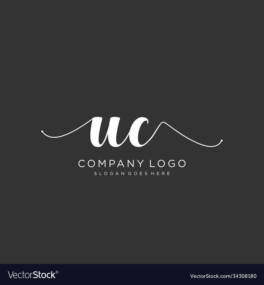 Initial uc handwriting logo with circle template