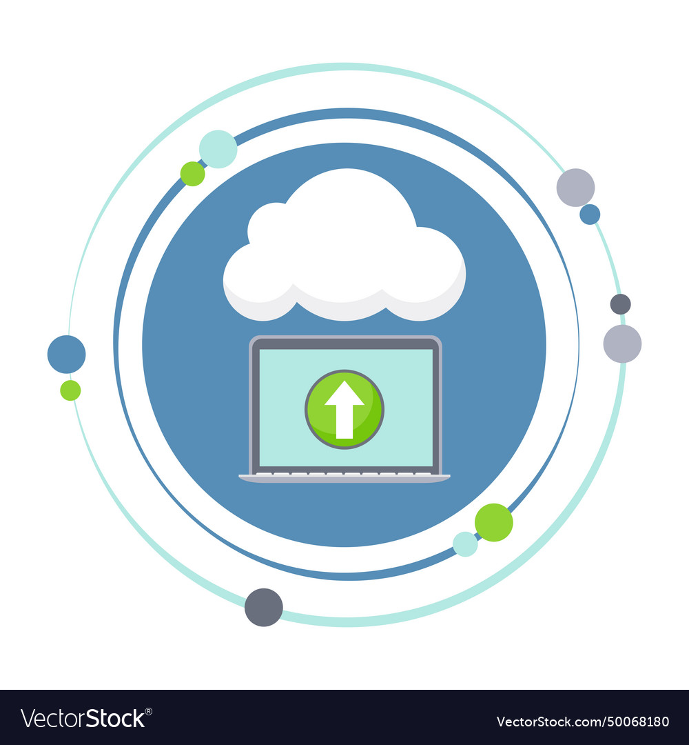 Laptop computer uploading data to the cloud vector image Laptop computer uploading data to the cloud